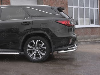 20 599 р. Защита заднего бампера (Ø63 и 42 мм, нержавейка, NOT F-SPORT) SLITKOFF  Lexus RX350L  AL20 (2017-2022) дорестайлинг, рестайлинг  с доставкой в г. Кемерово. Увеличить фотографию 3