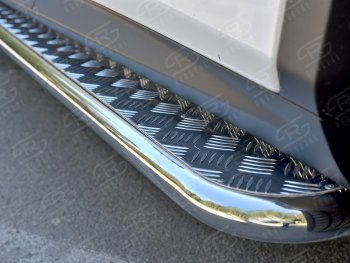 Порожки для ног (кроме комплектации F-Sport) SLITKOFF (Ø42 мм) Lexus RX350L  AL20 (2017-2022) дорестайлинг, рестайлинг (Лист алюминиевый, труба - нержавейка)