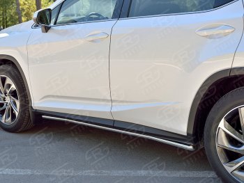 17 299 р. Защита порогов (Ø42 мм, нержавейка, кроме F-Sport) SLITKOFF  Lexus RX350L  AL20 (2017-2022) дорестайлинг, рестайлинг (Металлические торцы под 45°)  с доставкой в г. Кемерово. Увеличить фотографию 2