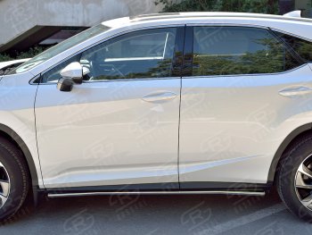 17 299 р. Защита порогов (Ø42 мм, нержавейка, кроме F-Sport) SLITKOFF Lexus RX350L AL20 дорестайлинг (2017-2019) (Металлические торцы под 90°)  с доставкой в г. Кемерово. Увеличить фотографию 2