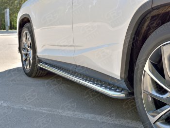 35 549 р. Порожки для ног (кроме комплектации F-Sport) SLITKOFF (Ø42 мм)  Lexus RX350L  AL20 (2017-2022) дорестайлинг, рестайлинг (Лист нержавейка, труба - нержавейка)  с доставкой в г. Кемерово. Увеличить фотографию 3