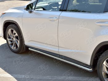 19 999 р. Защита порогов (Ø63 мм, нержавейка, кроме F-sport) SLITKOFF  Lexus RX350L  AL20 (2017-2022) дорестайлинг, рестайлинг (Металлические торцы под 45°)  с доставкой в г. Кемерово. Увеличить фотографию 2
