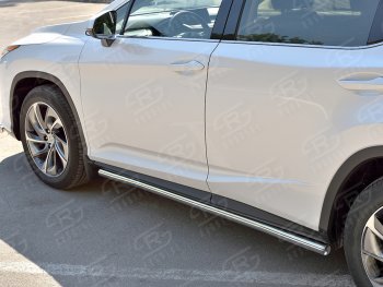 19 999 р. Защита порогов (Ø63 мм, нержавейка, кроме F-sport) SLITKOFF Lexus RX350L AL20 дорестайлинг (2017-2019) (Металлические торцы под 90°)  с доставкой в г. Кемерово. Увеличить фотографию 2