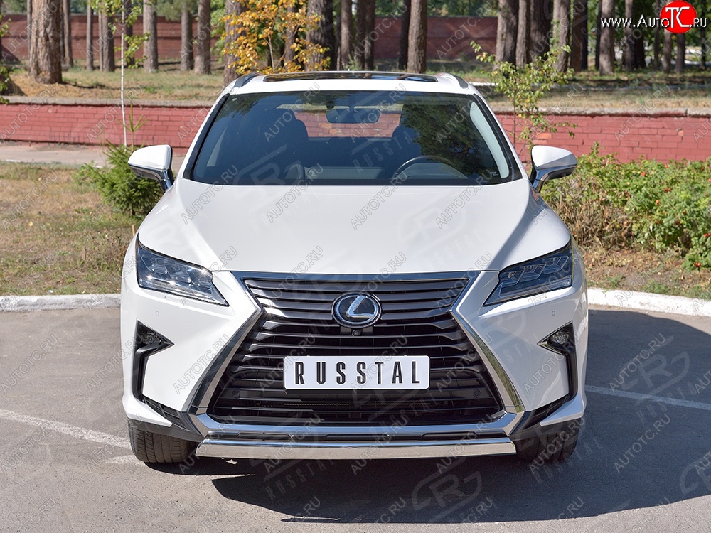 12 999 р. Защита переднего бампера (Ø75х42 мм, нержавейка) Russtal Lexus RX 200T AL20 дорестайлинг (2015-2017)  с доставкой в г. Кемерово