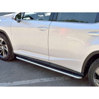 Широкая защита порогов с трубой диаметром 42 мм SLITKOFF v3 Lexus RX  200T (2015-2017) AL20 дорестайлинг