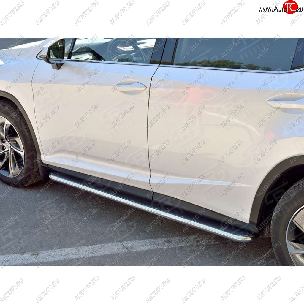 27 999 р. Широкая защита порогов с трубой диаметром 42 мм SLITKOFF v3 Lexus RX 200T AL20 дорестайлинг (2015-2017)  с доставкой в г. Кемерово