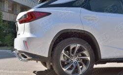 17 399 р. Защита заднего бампера (Ø42 мм волна, нержавейка) SLITKOFF Lexus RX 200T AL20 дорестайлинг (2015-2017)  с доставкой в г. Кемерово. Увеличить фотографию 4