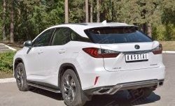 17 999 р. Защита заднего бампера (Ø42 мм волна под машину, нержавейка) SLITKOFF  Lexus RX  200T (2015-2017) AL20 дорестайлинг  с доставкой в г. Кемерово. Увеличить фотографию 2