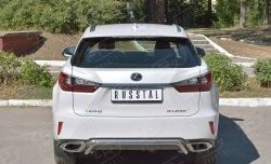 17 999 р. Защита заднего бампера (Ø42 мм волна под машину, нержавейка) SLITKOFF  Lexus RX  200T (2015-2017) AL20 дорестайлинг  с доставкой в г. Кемерово. Увеличить фотографию 1