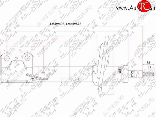 4 649 р. Правый амортизатор передний SAT Lexus RX350 AL10 дорестайлинг (2008-2012)  с доставкой в г. Кемерово