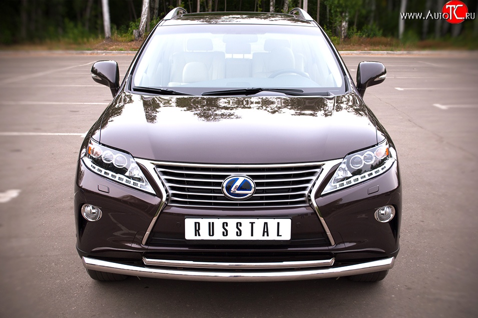 16 299 р. Защита переднего бампера (2 трубыØ63 и 42 мм, нержавейка) SLITKOFF Lexus RX270 AL10 дорестайлинг (2010-2012)  с доставкой в г. Кемерово