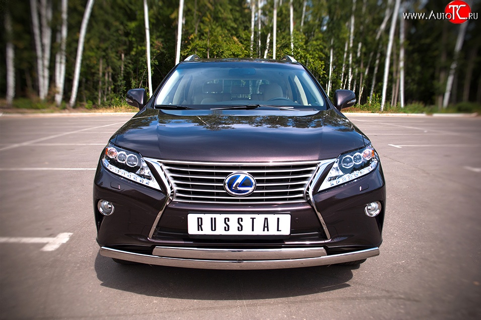 24 999 р. Защита переднего бампера (2 трубыØ75х42 мм, нержавейка) Russtal Lexus RX270 AL10 дорестайлинг (2010-2012)  с доставкой в г. Кемерово