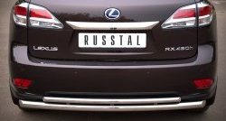 Защита заднего бампера (Ø63 и 42 мм, с подъемом (дуга), нержавейка) SLITKOFF Lexus RX350 AL10 дорестайлинг (2008-2012)