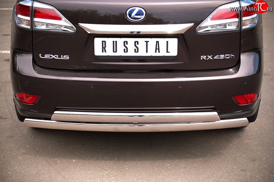 16 849 р. Защита заднего бампера (2 трубы Ø76х42 мм, нержавейка) Russtal Lexus RX350 AL10 дорестайлинг (2008-2012)  с доставкой в г. Кемерово