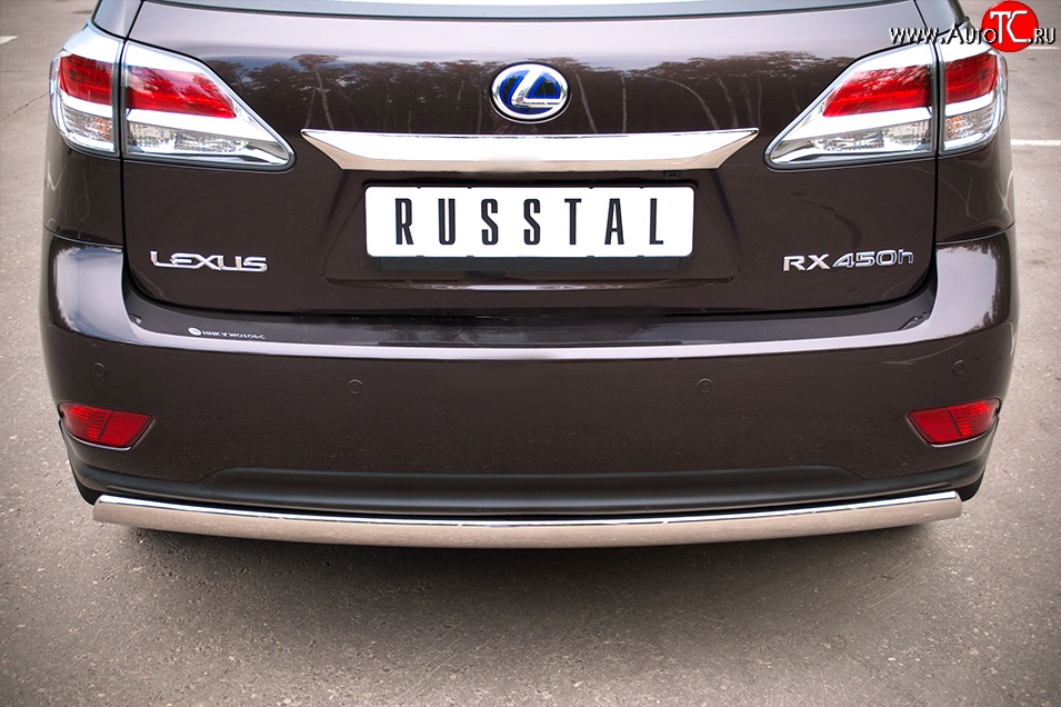 11 599 р. Защита заднего бампера (Ø75x42 мм, нержавейка) Russtal Lexus RX350 AL10 дорестайлинг (2008-2012)  с доставкой в г. Кемерово