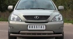 16 849 р. Защита переднего бампера (2 трубыØ75х42 мм, нержавейка) Russtal Lexus RX330 XU30 (2003-2006)  с доставкой в г. Кемерово. Увеличить фотографию 3