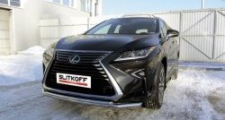 18 999 р. Двойная защита переднего бампера из труб диаметром 57 и 42 мм Slitkoff  Lexus RX350  AL20 (2015-2019) дорестайлинг (Нержавейка, Полированная)  с доставкой в г. Кемерово. Увеличить фотографию 1