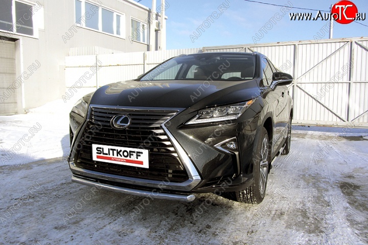 14 999 р. Защита переднего бампера из короткой трубы диаметром 57 мм Slitkoff  Lexus RX350  AL20 (2015-2019) дорестайлинг (Нержавейка, Полированная)  с доставкой в г. Кемерово