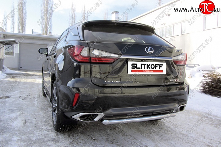 12 799 р. Защита заднего бампера из короткой трубы диаметром 57 мм Slitkoff Lexus RX350 AL20 дорестайлинг (2015-2019) (Нержавейка, Полированная)  с доставкой в г. Кемерово