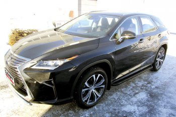13 349 р. Пороги алюминиевые Slitkoff  Lexus RX350  AL20 (2015-2019) дорестайлинг (Optima Black )  с доставкой в г. Кемерово. Увеличить фотографию 2