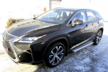 13 349 р. Пороги алюминиевые Slitkoff  Lexus RX350  AL20 (2015-2019) дорестайлинг (Optima Silver)  с доставкой в г. Кемерово. Увеличить фотографию 2