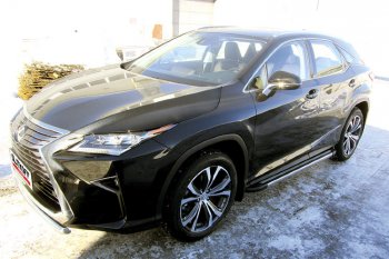 11 299 р. Пороги алюминиевые Slitkoff  Lexus RX350  AL20 (2015-2019) дорестайлинг (Luxe Black)  с доставкой в г. Кемерово. Увеличить фотографию 2