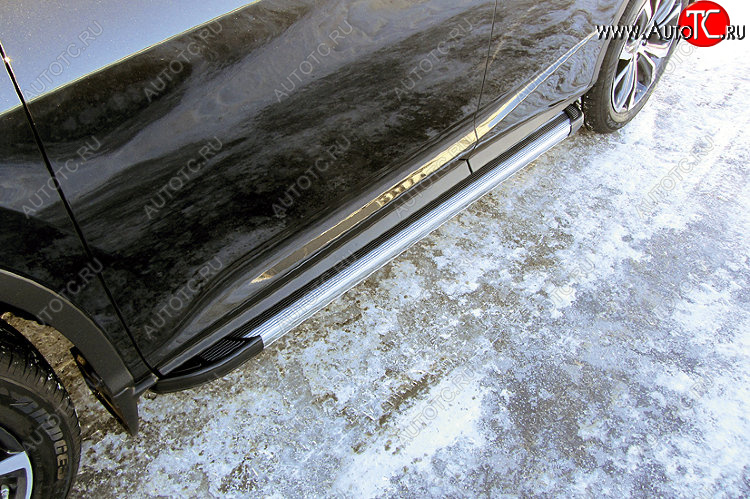 10 699 р. Пороги алюминиевые Slitkoff  Lexus RX350  AL20 (2015-2019) дорестайлинг (Luxe Silver)  с доставкой в г. Кемерово