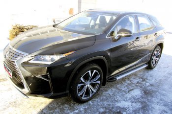 17 399 р. Пороги алюминиевые Slitkoff  Lexus RX350  AL20 (2015-2019) дорестайлинг (Standart Silver)  с доставкой в г. Кемерово. Увеличить фотографию 2