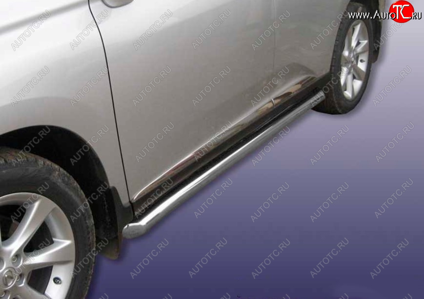 16 499 р. Защита порогов Ø76 мм с гибами Slitkoff  Lexus RX350  AL10 (2008-2012) дорестайлинг (сталь с полимерным покрытием, цвет серебро)  с доставкой в г. Кемерово