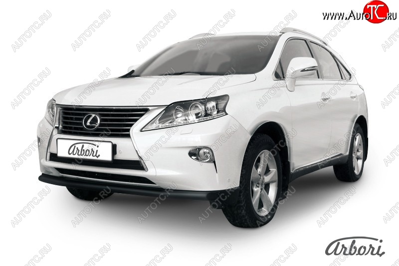 9 845 р. Защита переднего бампера Arbori (черная, 1 труба d57 mm). Lexus RX350 AL10 рестайлинг (2012-2015)  с доставкой в г. Кемерово