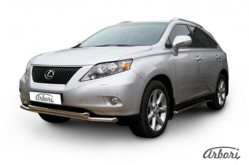 22 049 р. Защита переднего бампера Arbori (нержавейка, 2 трубы d57 и 57 mm)  Lexus RX350  AL10 (2008-2012) дорестайлинг  с доставкой в г. Кемерово. Увеличить фотографию 2