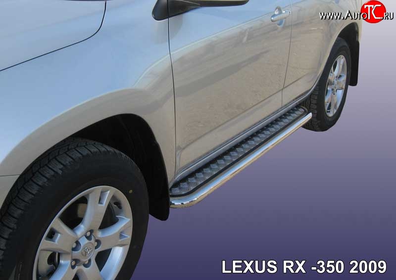 22 699 р. Широкая защита порогов Slitkoff  Lexus RX350  AL10 (2008-2012) дорестайлинг (Нержавейка, Полированная)  с доставкой в г. Кемерово