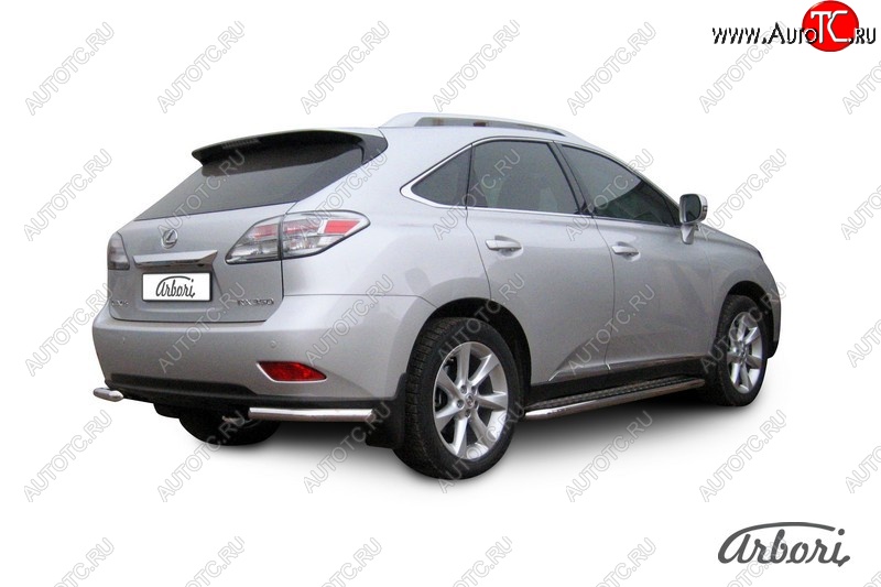 12 509 р. Защита заднего бампера Arbori (уголки, нержавейка, 1 труба d57 mm). Lexus RX350 AL10 дорестайлинг (2008-2012)  с доставкой в г. Кемерово