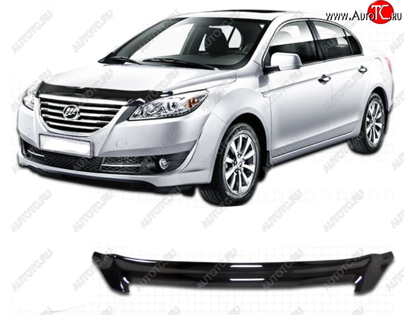 2 159 р. Дефлектор капота CA-Plastiс  Lifan Cebrium (2013-2025) (Classic черный, Без надписи)  с доставкой в г. Кемерово