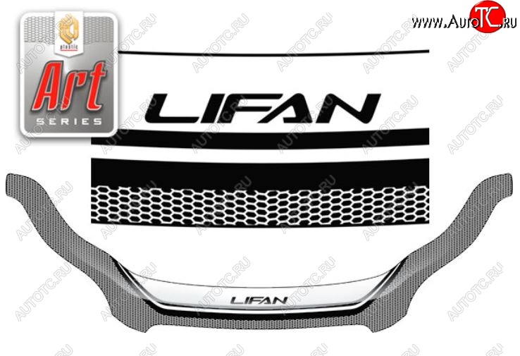 2 599 р. Дефлектор капота CA-Plastiс exclusive  Lifan X60 (2011-2025) дорестайлинг, 1-ый рестайлинг, 2-ой рестайлинг (Серия Art графит)  с доставкой в г. Кемерово