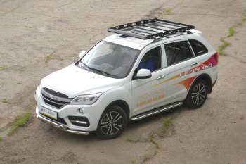 Порожки для ног из трубы Ø51 с алюминиевой площадкой Petroil Tuning Lifan X60 (2016-2025) 2-ой рестайлинг (Нержавеющая полированная сталь)