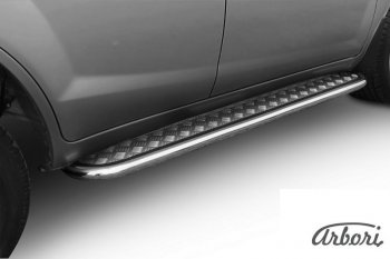 11 249 р. Защита штатных порогов с листом Arbori (труба - нержавейка d42, лист - алюминий) Lifan X60 2-ой рестайлинг (2016-2025)  с доставкой в г. Кемерово. Увеличить фотографию 1