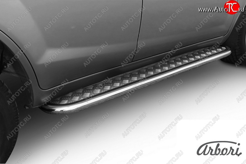 11 249 р. Защита штатных порогов с листом Arbori (труба - нержавейка d42, лист - алюминий) Lifan X60 2-ой рестайлинг (2016-2025)  с доставкой в г. Кемерово