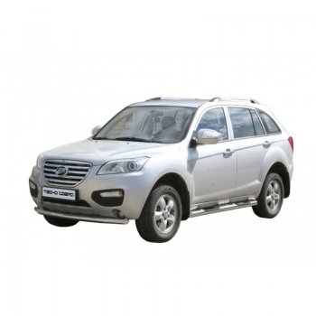 Защита порогов ТехноСфера (Техно Сфера) (нержавейка, с проступью, d76 mm) Lifan X60 (2011-2016) дорестайлинг, 1-ый рестайлинг