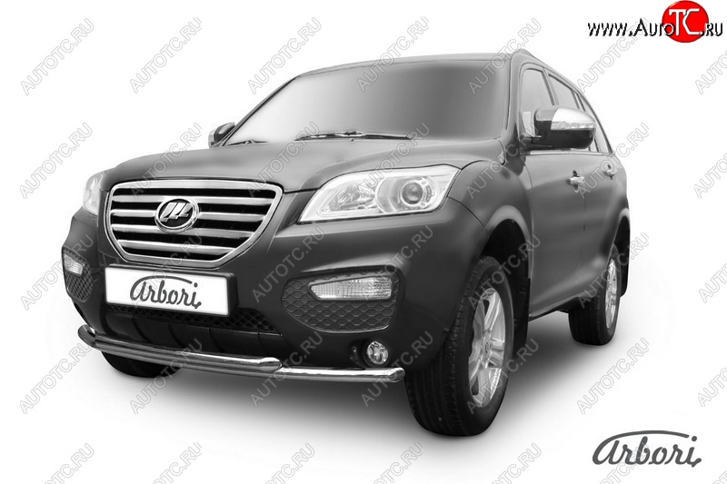 4 199 р. Защита переднего бампера Arbori (нержавейка, 2 трубы d60 mm) Lifan X60 1-ый рестайлинг (2015-2016)  с доставкой в г. Кемерово