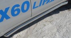 70 999 р. Защита порогов из круглой трубы диаметром 63 мм Russtal Lifan X60 1-ый рестайлинг (2015-2016) (Защита порогов с со скосами на торцах (вариант 1))  с доставкой в г. Кемерово. Увеличить фотографию 3