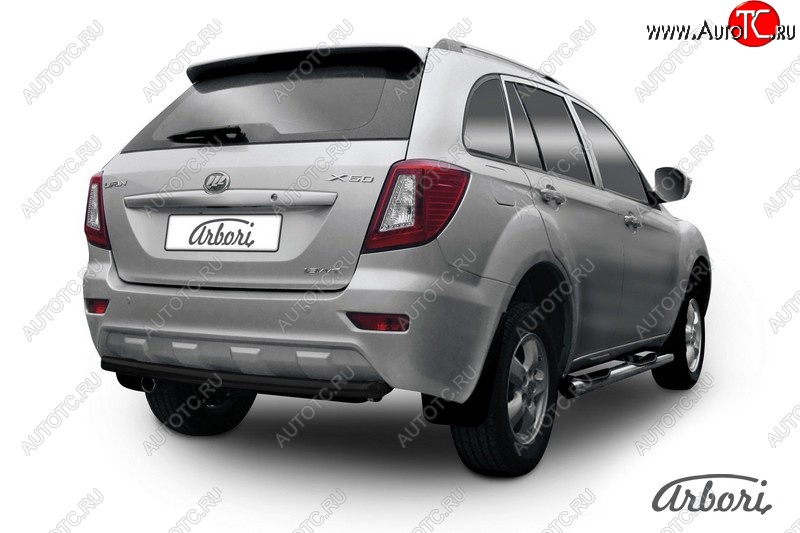 2 969 р. Защита заднего бампера Arbori (черная, 1 труба d60 mm). Lifan X60 1-ый рестайлинг (2015-2016)  с доставкой в г. Кемерово