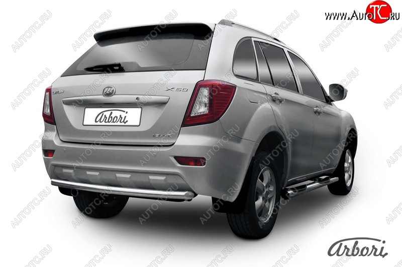 14 999 р. Защита заднего бампера Arbori (нержавейка, 1 труба d60 mm). Lifan X60 1-ый рестайлинг (2015-2016)  с доставкой в г. Кемерово