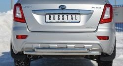 Защита заднего бампера (2 трубы Ø63 мм, нержавейка) SLITKOFF Lifan X60 (2011-2015) дорестайлинг