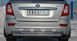 Защита заднего бампера (Ø76 и 42 мм, нержавейка) SLITKOFF Lifan X60 (2011-2015) дорестайлинг