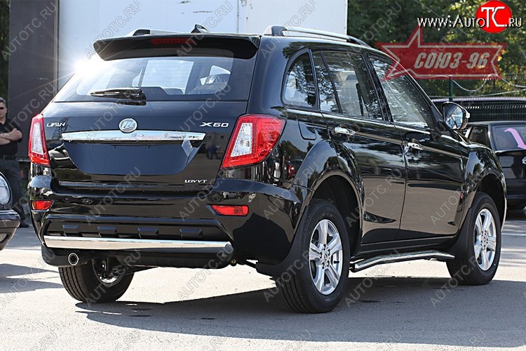 11 384 р. Защита заднего бампера из овальной трубы Souz-96 (в 75х42)  Lifan X60 (2011-2015) дорестайлинг  с доставкой в г. Кемерово