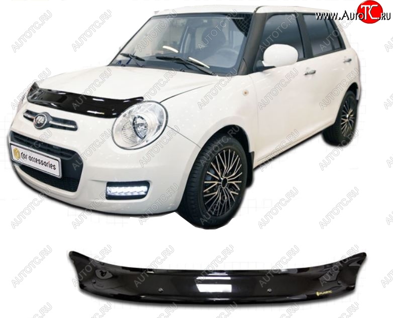 1 999 р. Дефлектор капота CA-Plastiс  Lifan Smily  330 хэтчбэк (2014-2017) рестайлинг (Classic черный, Без надписи)  с доставкой в г. Кемерово
