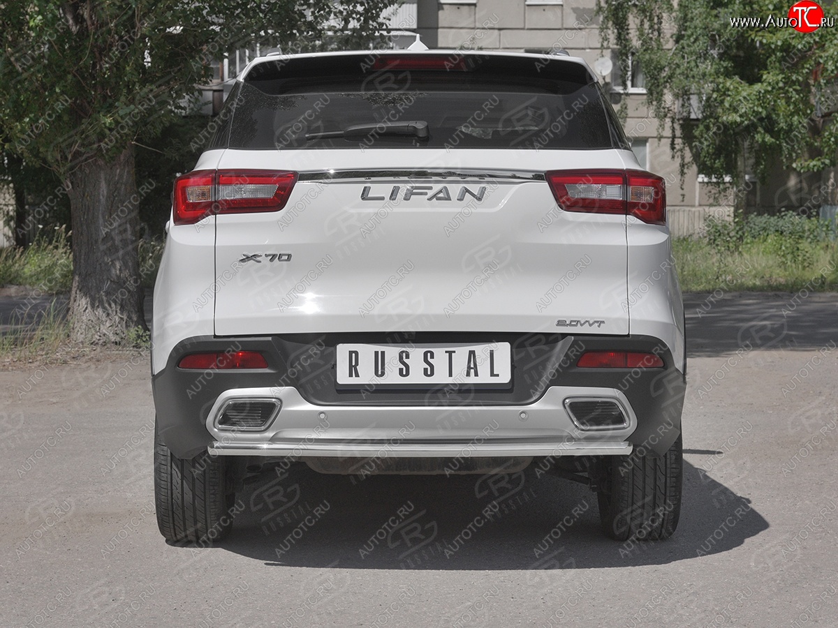 15 449 р. Защита заднего бампера (Ø63/42 мм, нержавейка) SLITKOFF  Lifan X70 (2018-2025)  с доставкой в г. Кемерово