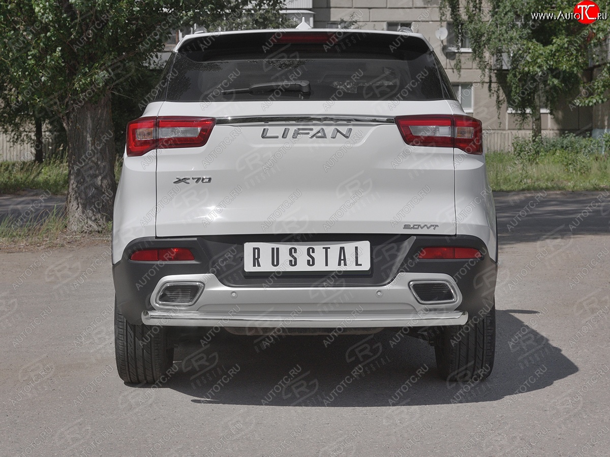 15 999 р. Защита заднего бампера (Ø63 мм, нержавейка) RUSSTAL  Lifan X70 (2018-2025)  с доставкой в г. Кемерово