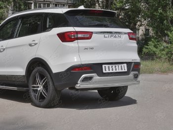 15 999 р. Защита заднего бампера (Ø63 мм, нержавейка) RUSSTAL  Lifan X70 (2018-2025)  с доставкой в г. Кемерово. Увеличить фотографию 2
